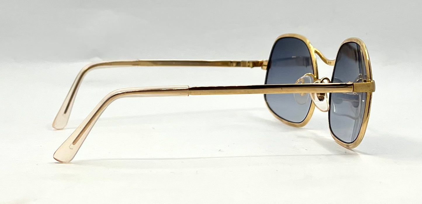 RPS Italy Gold Metal Vintage Sunglasses-New Blue Gradient Custom Tinted Lesnes