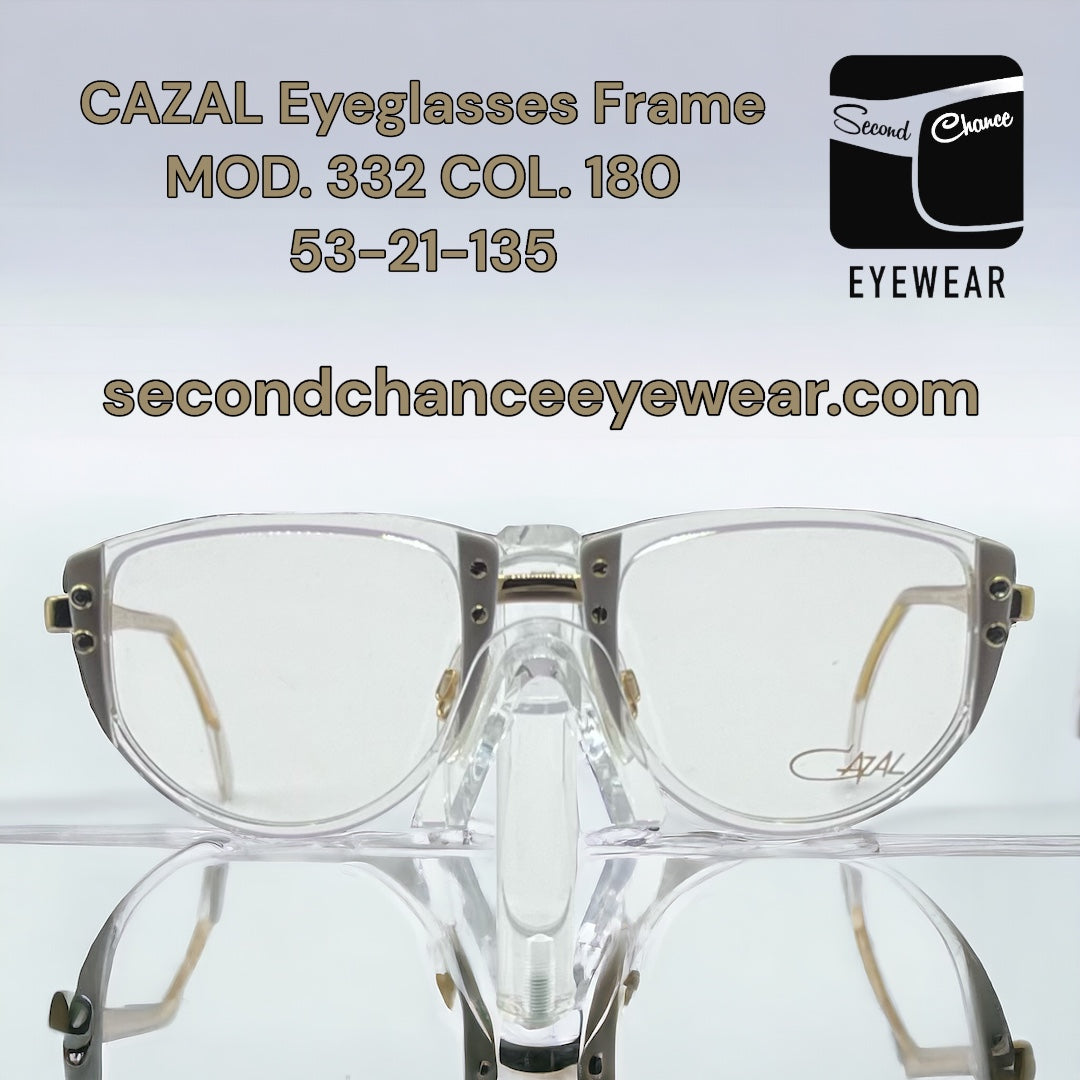 Cazal Vintage Eyeglasses-NOS-MODEL 332 COL. 180-Clear, White, Gold & Stones Frame