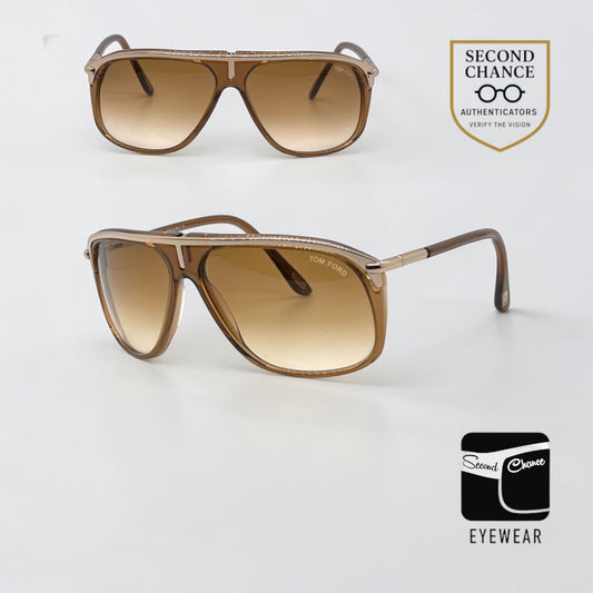 Tom Ford-Ford TF3-Nut Brown Rose Gold Aviator Sunglasses-Unworn-Full KitItaly