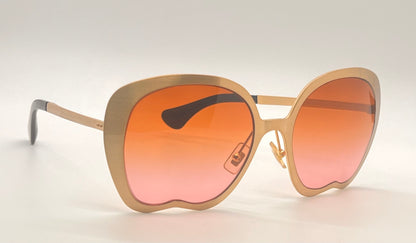 MIU MIU SMU54N JAZ Sun Wave Luxury Brass Sunglasses w/New Custom Gold to Rose Gradient Lenses