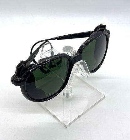Japan Glacier Vintage Sunglasses-Deadstock Glass Lens Leather Side Shields