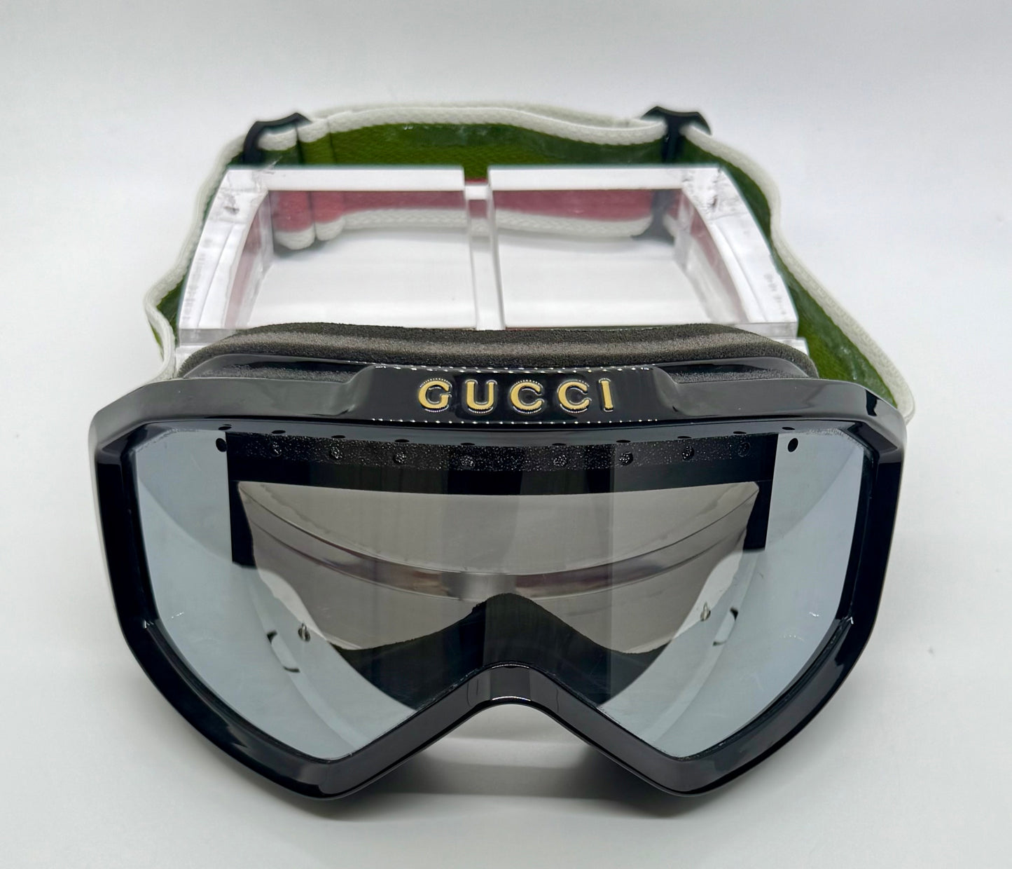 Gucci Web Stripe Ski Goggles-Black GG Logo-Deadstock Full KitaAlpine Capsule-Rare