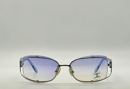CHANEL 4034 Rimless Sunglasses Blue Temples Melanin Lenses-VINTAGE NOS