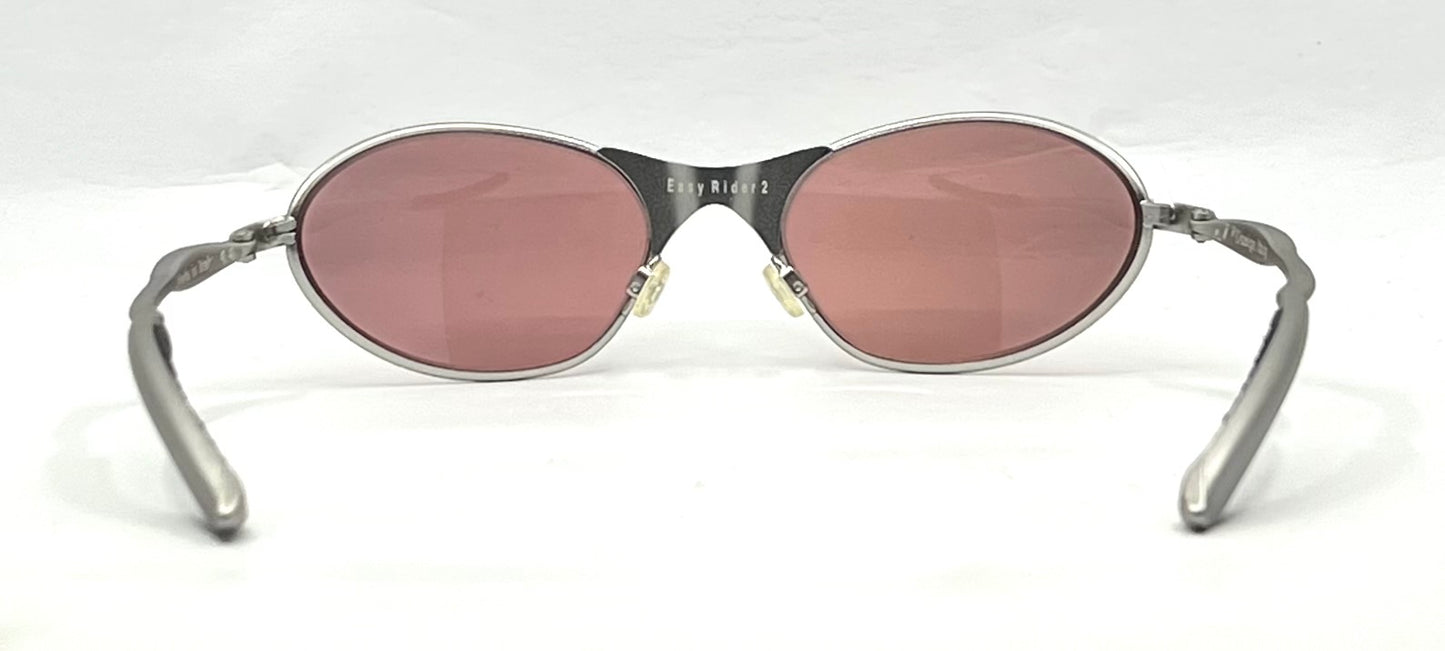 Easy Rider 2- Y2K Vintage Oval Sunglasses-Made in Italy-Unworn-Pink Lens