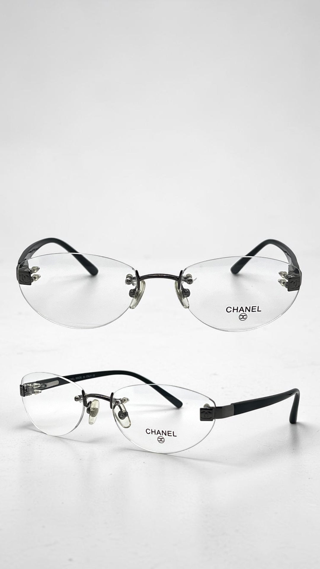 Chanel 2027 GN Rimless VINTAGE Eyeglasses Unworn/Y2K Italy 54-18