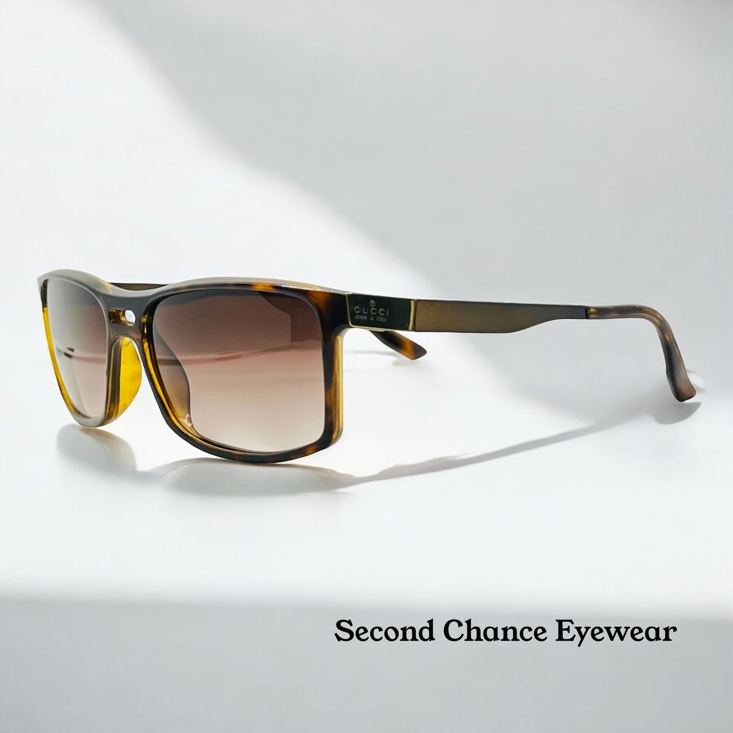 Gucci GG1588/S QZUEJ Tortoise Wrap Sunglasses w/New, Custom Gradient Lenses-Original Case-Italy