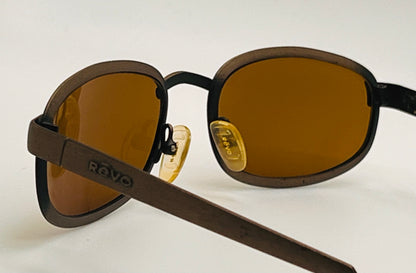 Vintage Revo 1416/058 City Rectangle Sunglasses - Antique Brushed Copper Frame with Purple Mirror Lenses