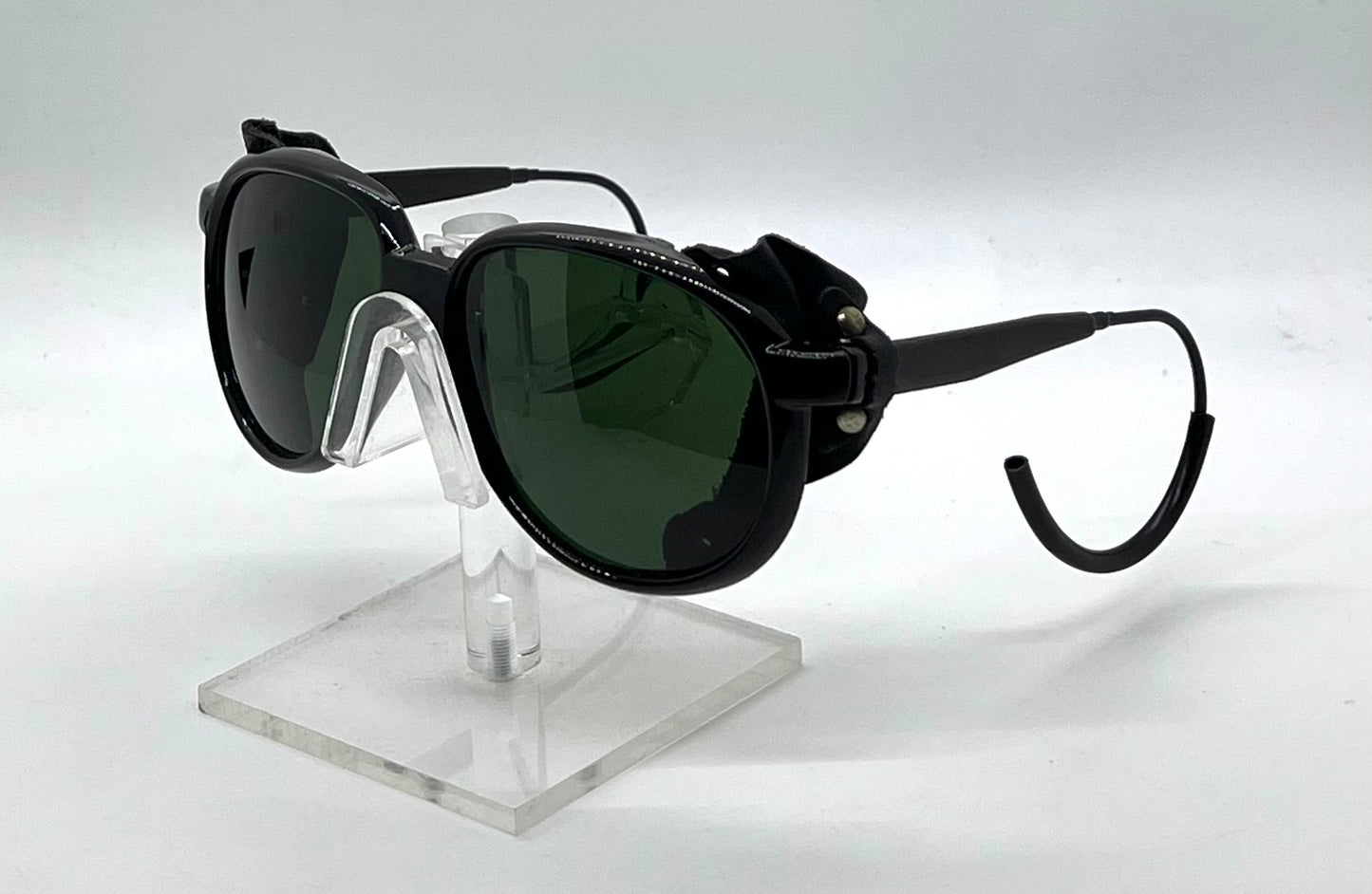 Japan Glacier Vintage Sunglasses-Deadstock Glass Lens Leather Side Shields