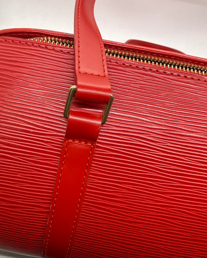 Louis Vuitton Red Epi Leather Barrel Handbag Papillon Made in France Authentic