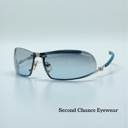 CHANEL C232-7H Rimless Shield Sunglasses Turquoise Melanin Lens-Deadstock