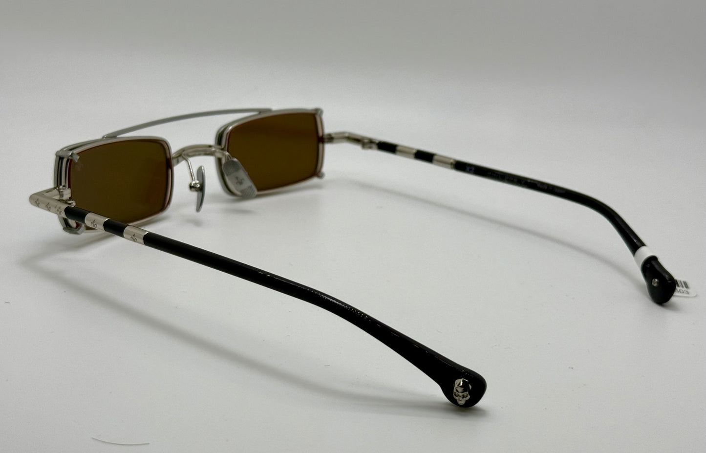 Brand New Philippe V X2 Titanium Rectangle Glasses | Yellow Lenses | Mirrored Silver Clip-On | Made in Japan