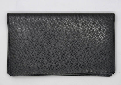 Louis Vuitton Taiga Leather Long Wallet-Black-Made in France-Unused-Archive