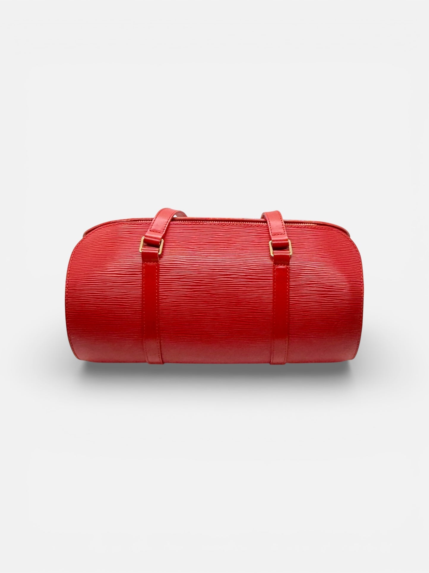 Louis Vuitton Red Epi Leather Barrel Handbag Papillon Made in France Authentic