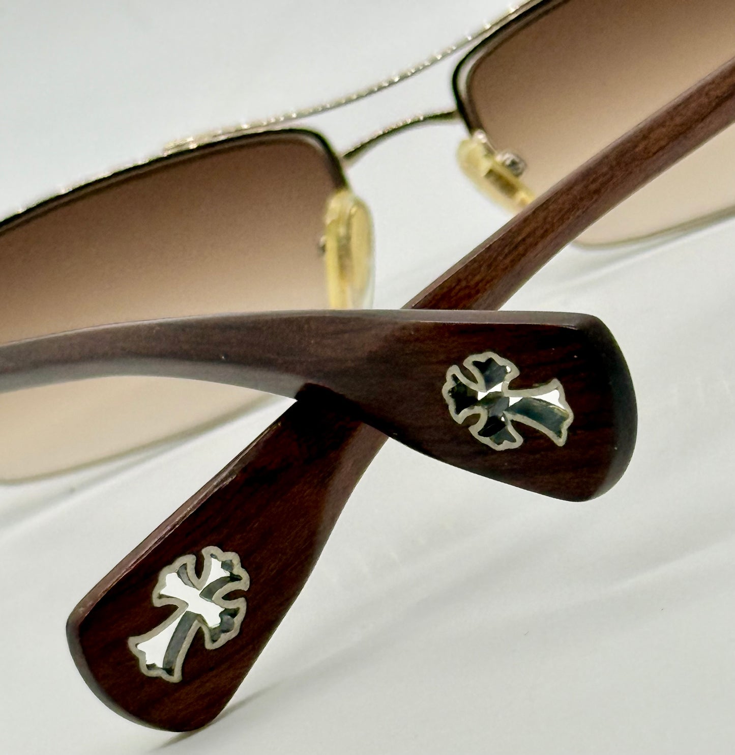 Chrome Hearts TOPPS
-Wood Temple-VINTAGE Rimless Sunglasses-Unworn Full Kit-Japan