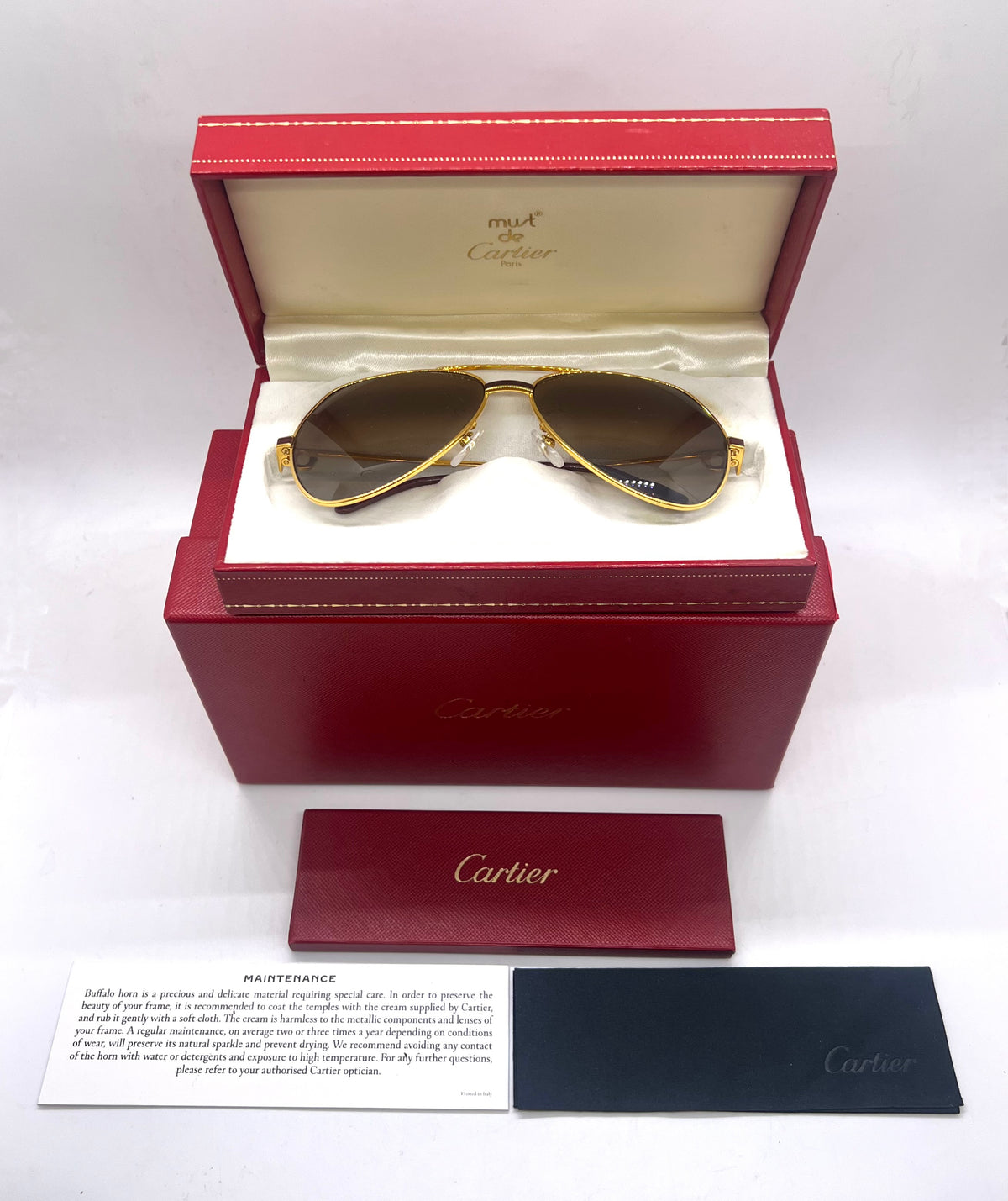 Cartier Vendome Laque Bordeaux 22K Gold-VINTAGE-New Custom Polarized Lenses