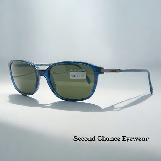 Valentino V708 649 – Sapphire Blue Vintage Sunglasses–NOS-Spring Hinges-Italy