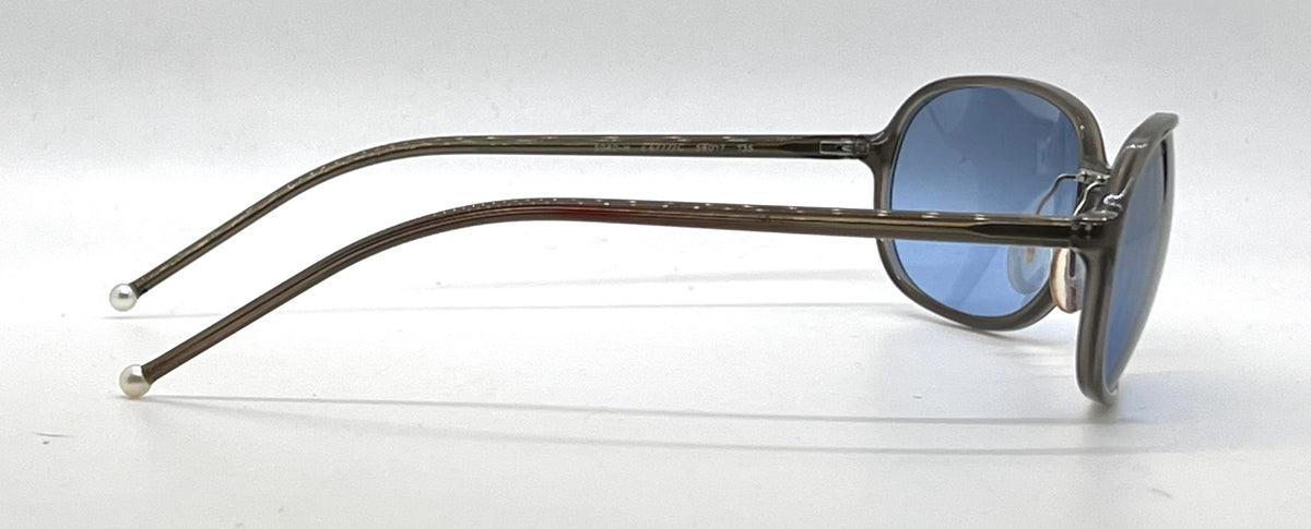 CHANEL 5040-H Smoky Brown Blue Lens Pearl Tip Sunglasses UNWORN Made in Italy