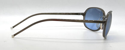 CHANEL 5040-H Smoky Brown Blue Lens Pearl Tip Sunglasses UNWORN Made in Italy