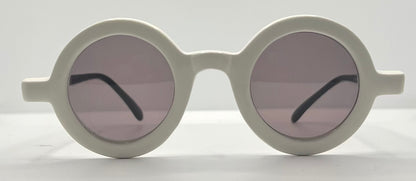 A.J. Morgan White Round Sunglasses Made in Italy – Pre-Owned, Iconic Mod Look