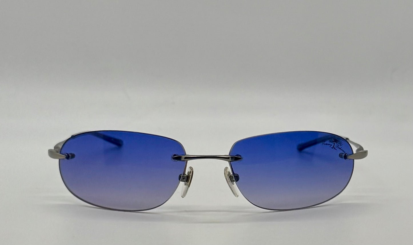 Tommy Bahama TB7/SA Sunglasses Rimless Shield Matte Silver Purple Y2K Deadstock