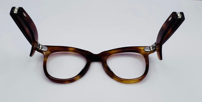 Late 60's NOS Thick French Panto Style Eyeglass Frames with Folding Temples