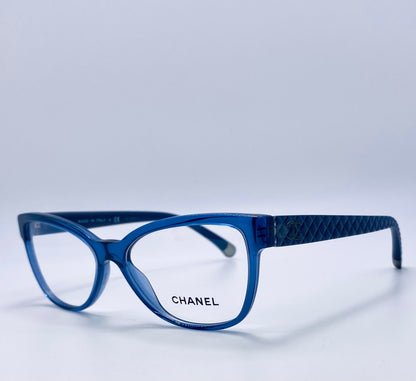 RARE CHANEL 3322 C.1543-Brand New & Unworn-Discontinued Transparent Blue Quilted Temples-Made in Italy