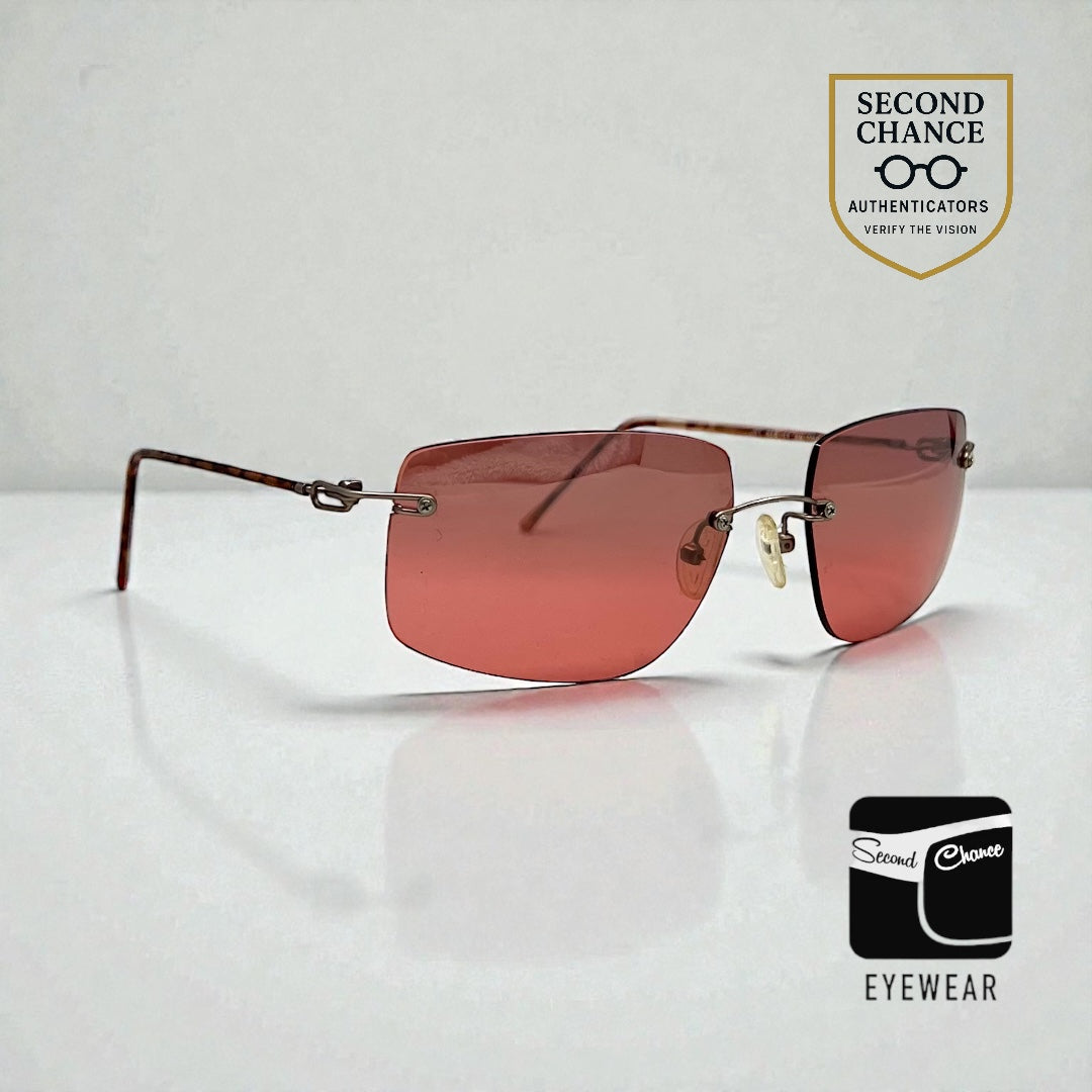 JBK 21.2-Rimless Italian Design Sunglasses-Rose Solid Tint Lens 46-20