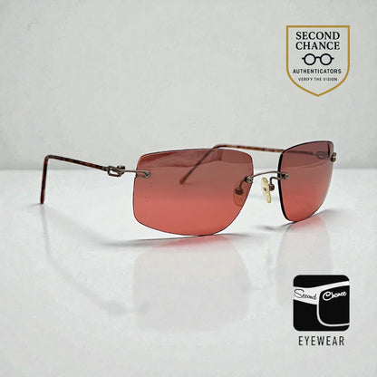 JBK 21.2-Rimless Italian Design Sunglasses-Rose Solid Tint Lens 46-20