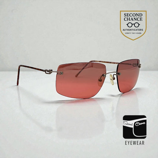 JBK 21.2-Rimless Italian Design Sunglasses-Rose Solid Tint Lens 46-20