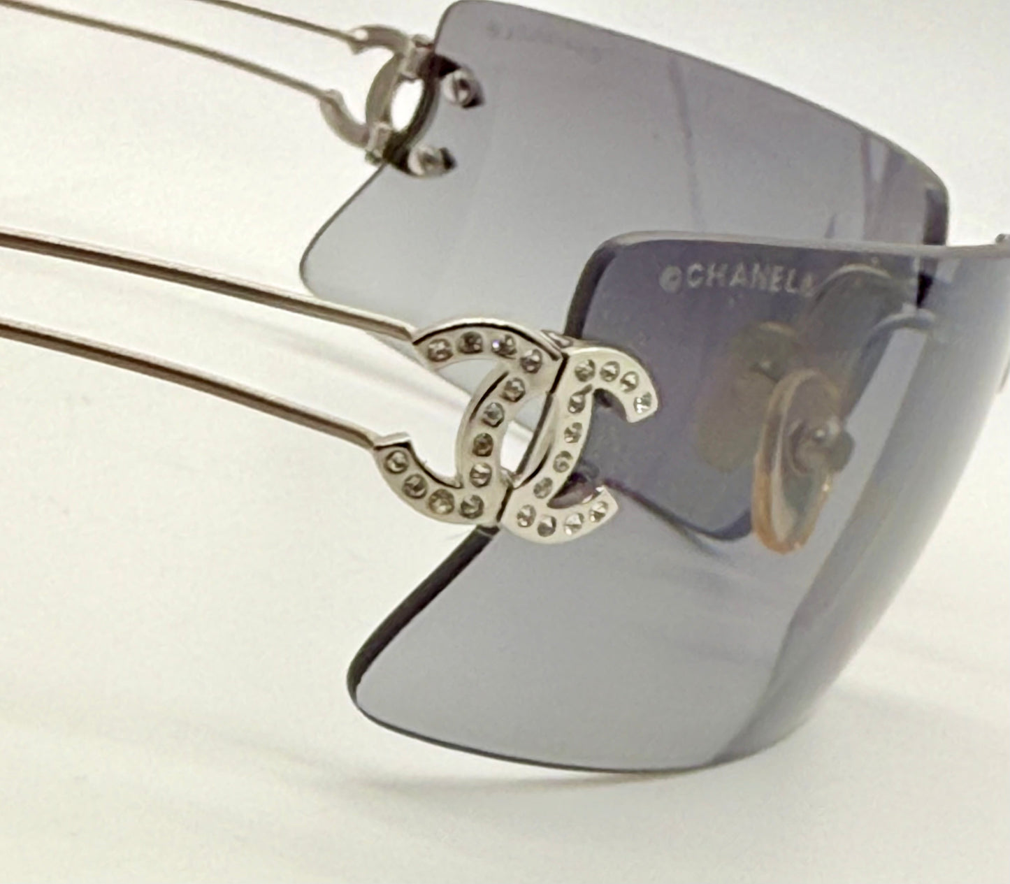 Chanel 4051-B Crystal CC Rimless Shield Sunglasses 170/76 Unworn Original Case