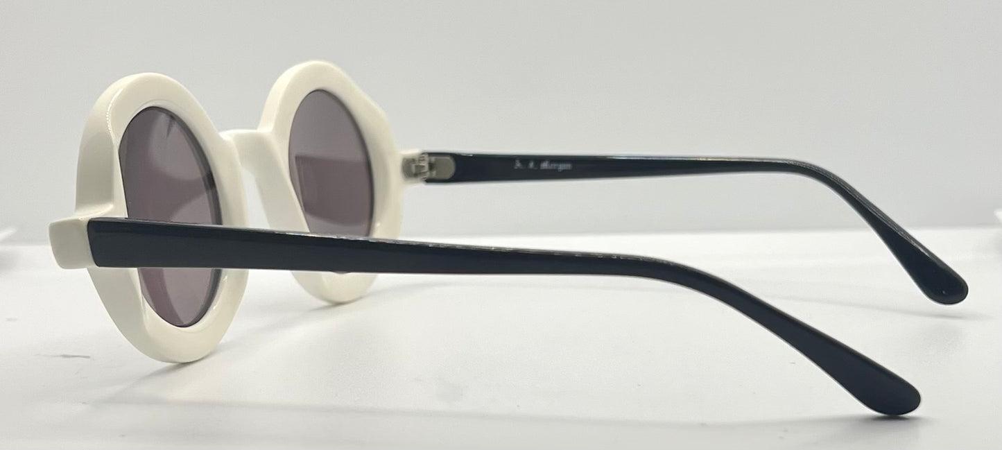 A.J. Morgan White Round Sunglasses Made in Italy – Pre-Owned, Iconic Mod Look