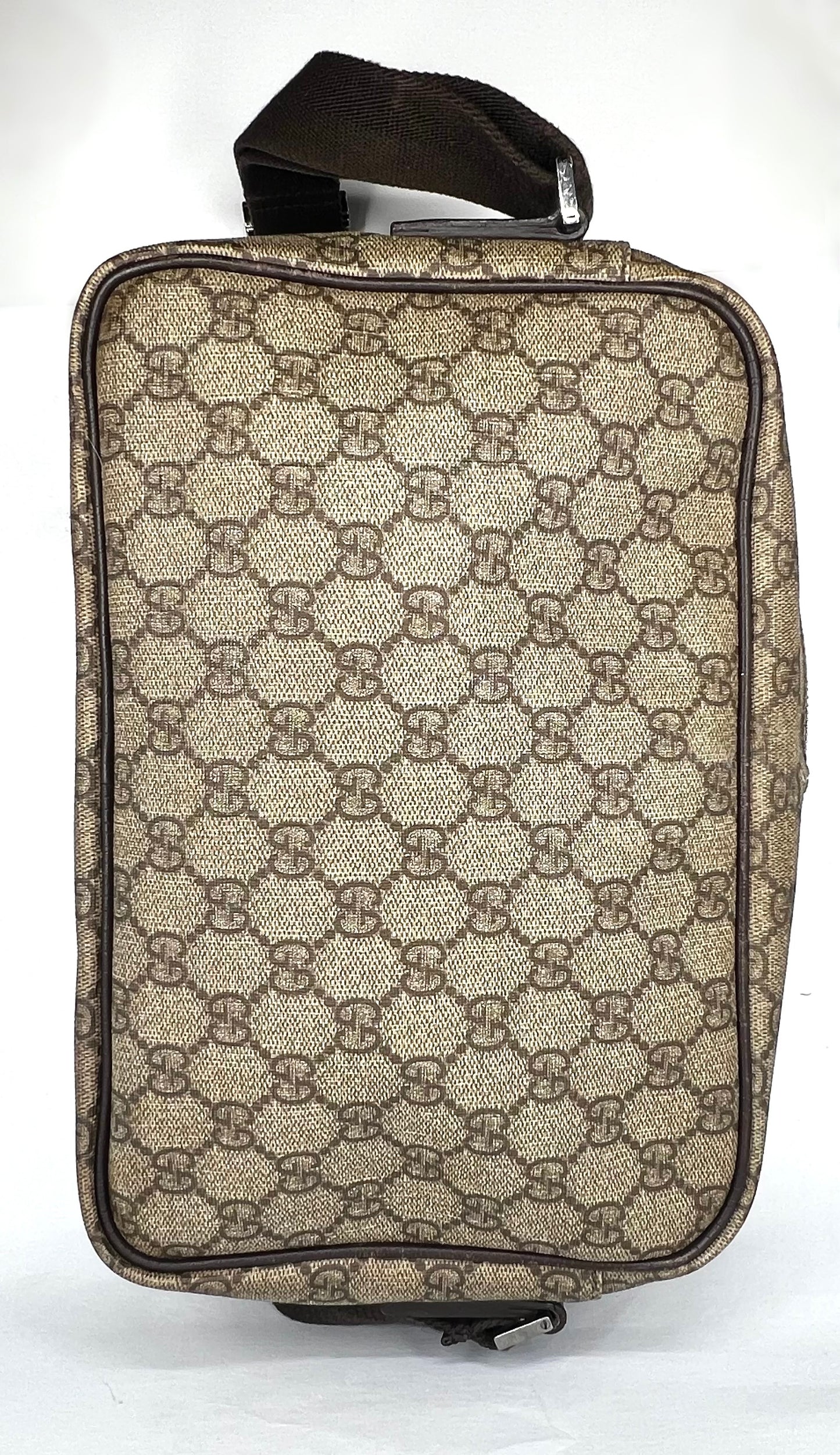 Gucci GG Monogram Canvas Double Zip Crossbody Messenger Bag Authentic