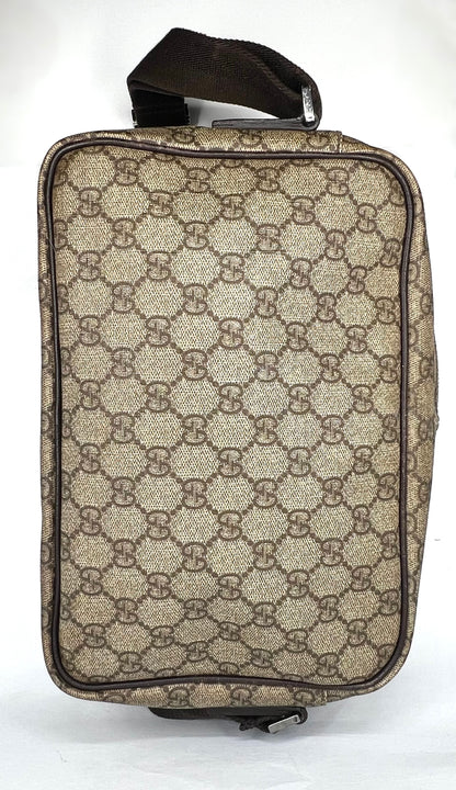 Gucci GG Monogram Canvas Double Zip Crossbody Messenger Bag Authentic