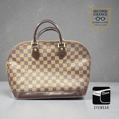 Louis Vuitton VINTAGE Alma Damier Ebene Handbag Brown Leather