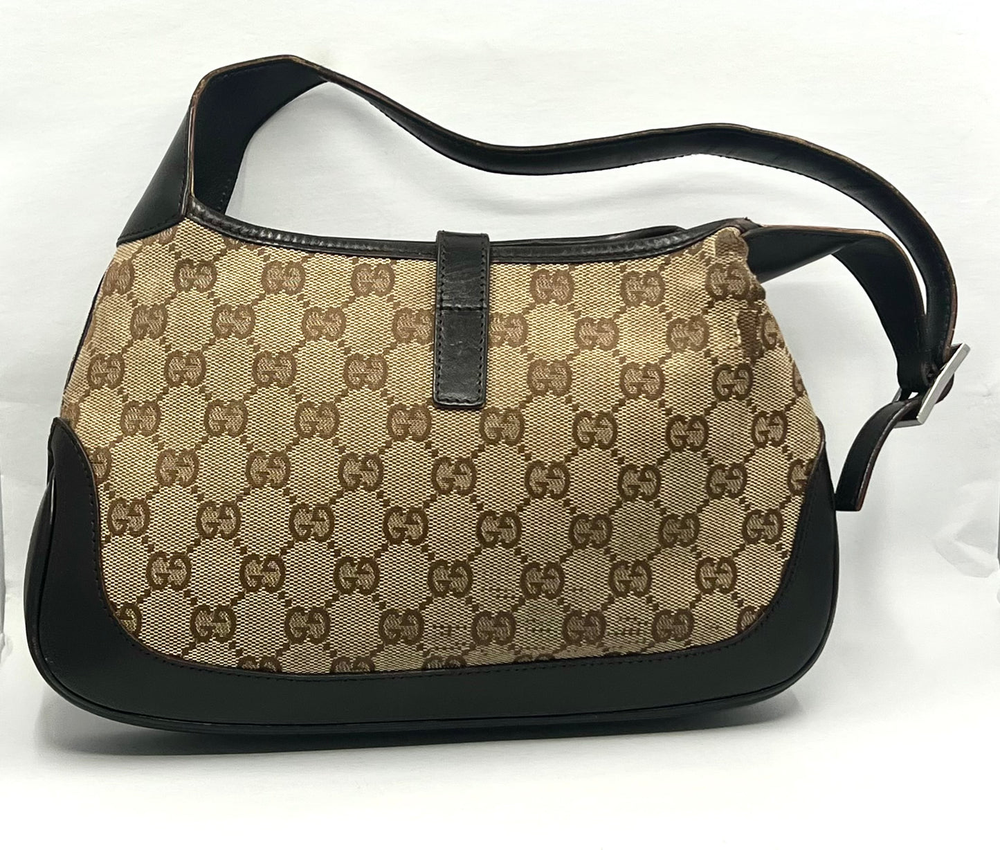 Gucci-Vintage Jackie GG Canvas Shoulder Bag-Green/Red Web-Italy