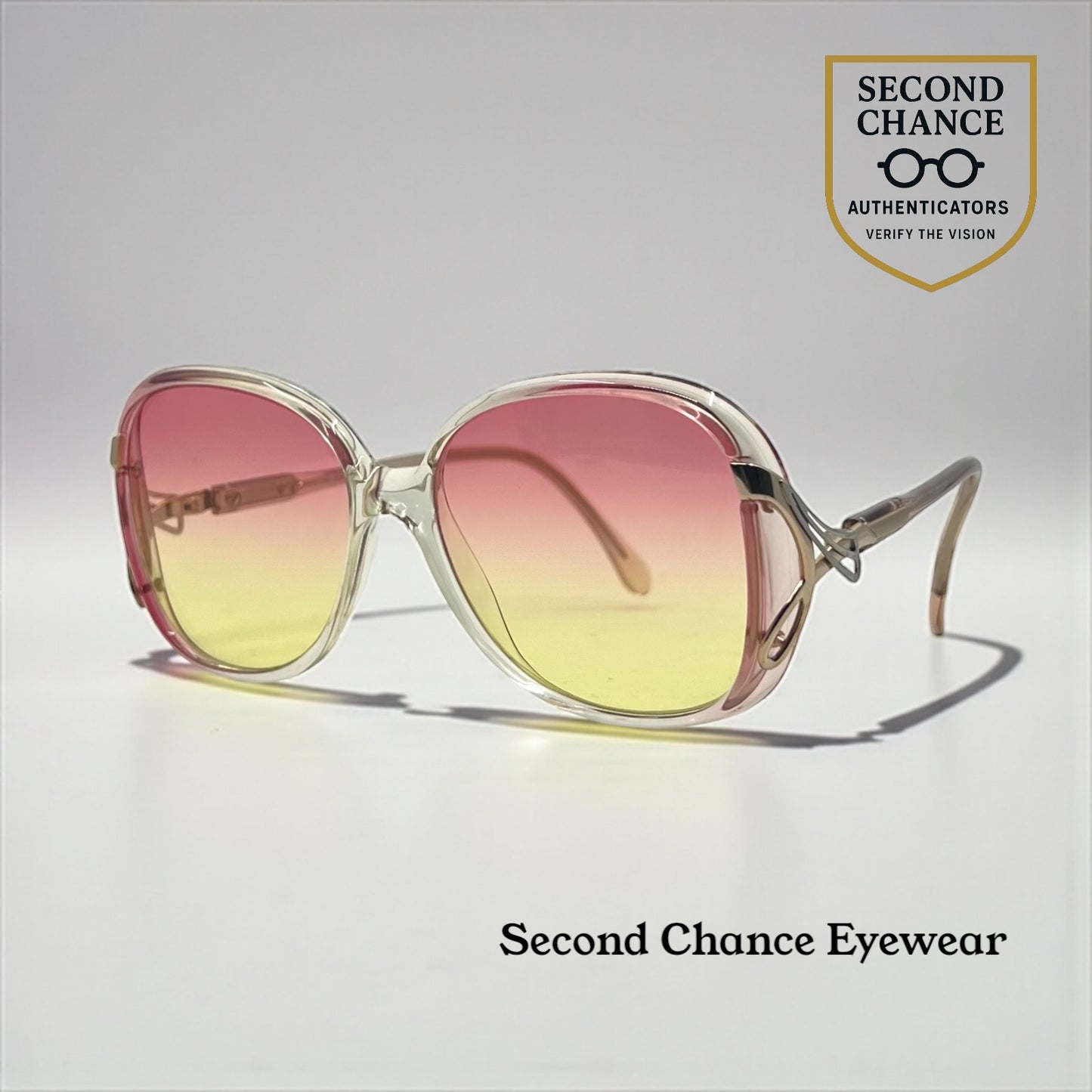 Luxottica Vintage Oversized Sunglasses-with New Rose/Lemon Custom Lenses