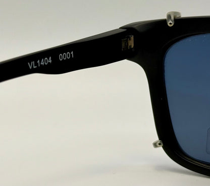 Brand New Vuarnet VL1404 0001 Matte Black Sunglasses with Polarized Blue Clip-Ons - Made in France