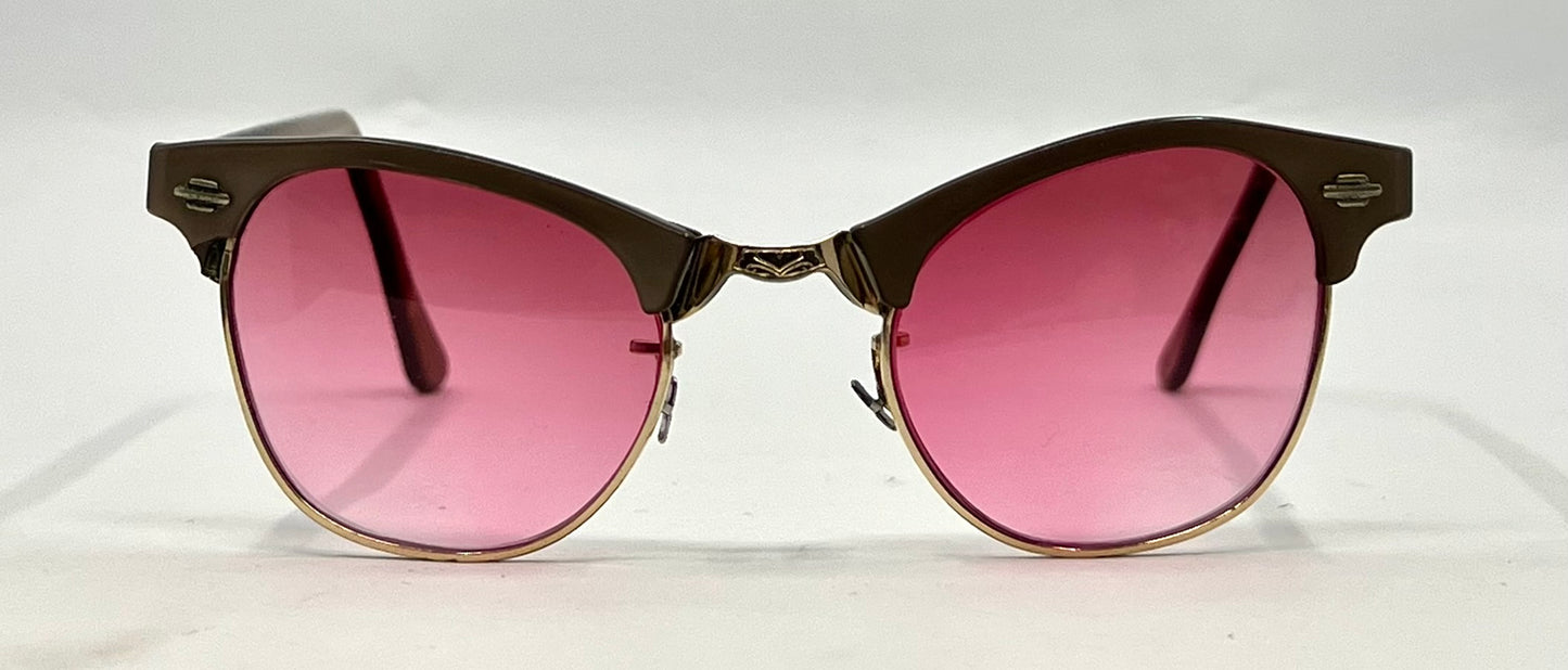 American Optical ArtCraft Vintage Browline Sunglasses 12K GF-Pink Gradient Lenses