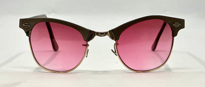American Optical ArtCraft Vintage Browline Sunglasses 12K GF-Pink Gradient Lenses