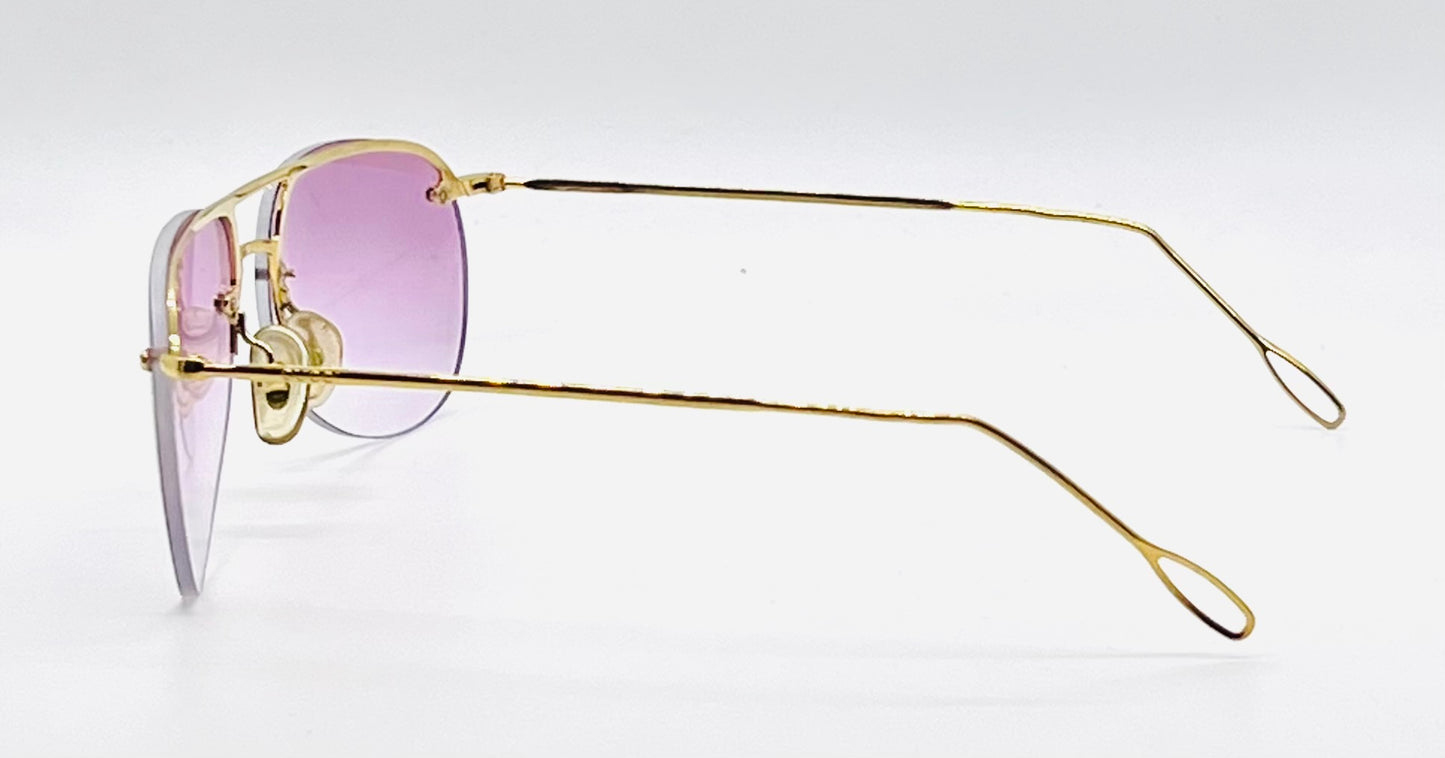 Gucci GG1292/S Gold Unworn Vintage Aviator Full Kit Custom Pink Lenses