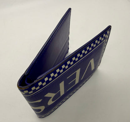 Versace Blue & White Logo Bifold Wallet-Made in Italy-Authentic