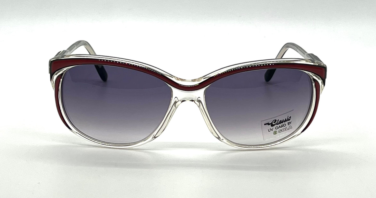 Elegante Mademoiselle V Vintage Sunglasses-Red/Black Unworn/NOS-France
