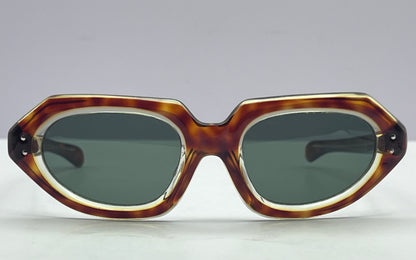 Vintage Mid Century NOS Sunglasses-Translucent Tortoise w/Paddle Arms-Made in France