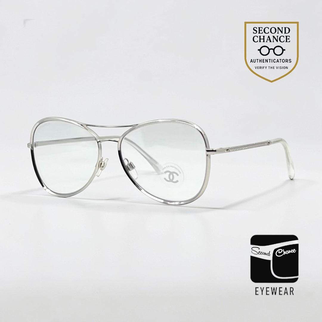 Chanel 2181-S 124 Silver Aviator Sunglasses 56-15 Unworn Italy