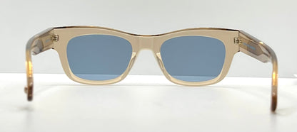 Garrett Leight WOZ BRE Sunglasses Champagne 49-21 Blue Lens Full Kit NWT