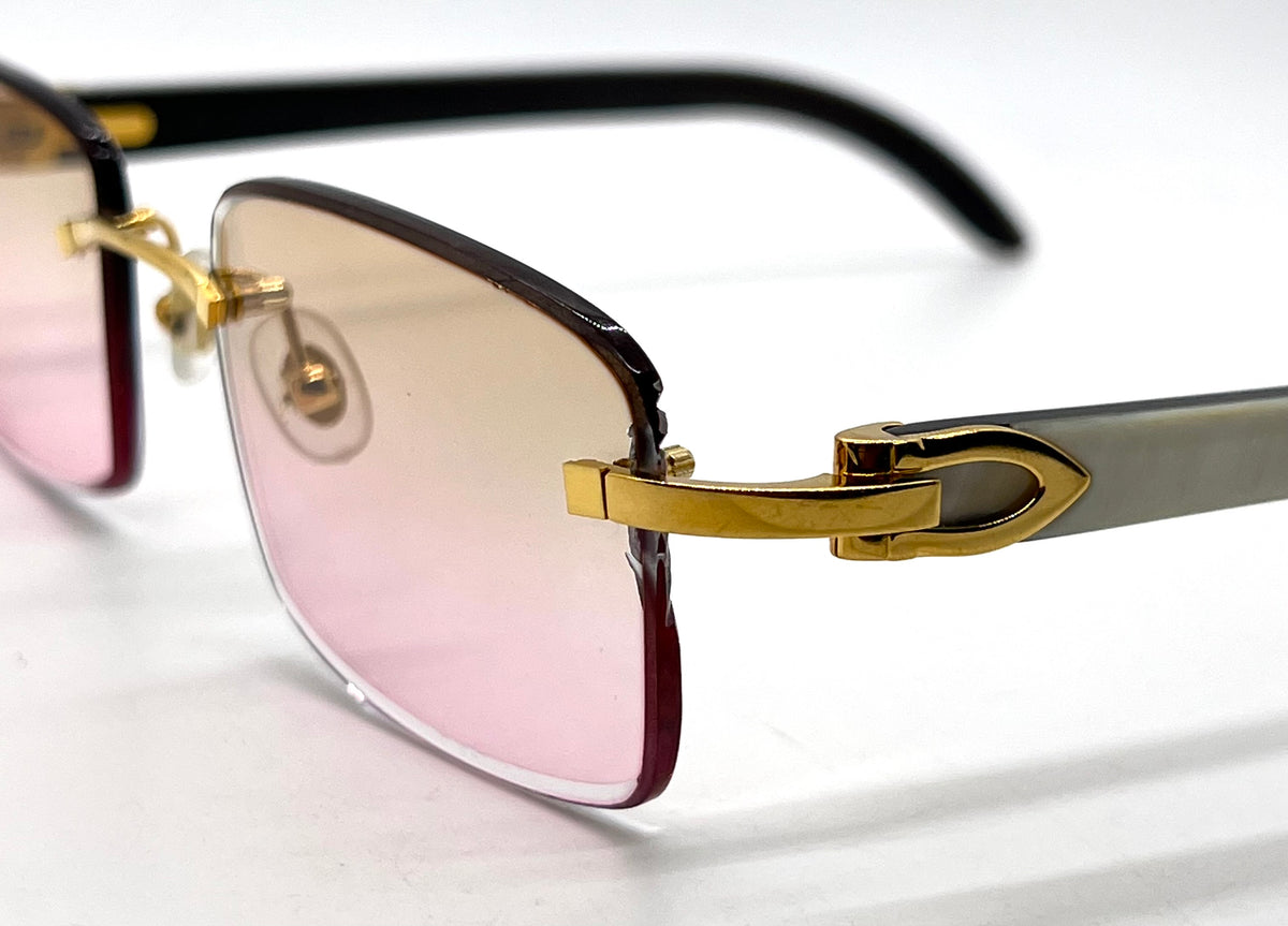 Cartier CT0046O Gold/White Horn Buffs-New Custom Transition Lenses-Full Kit