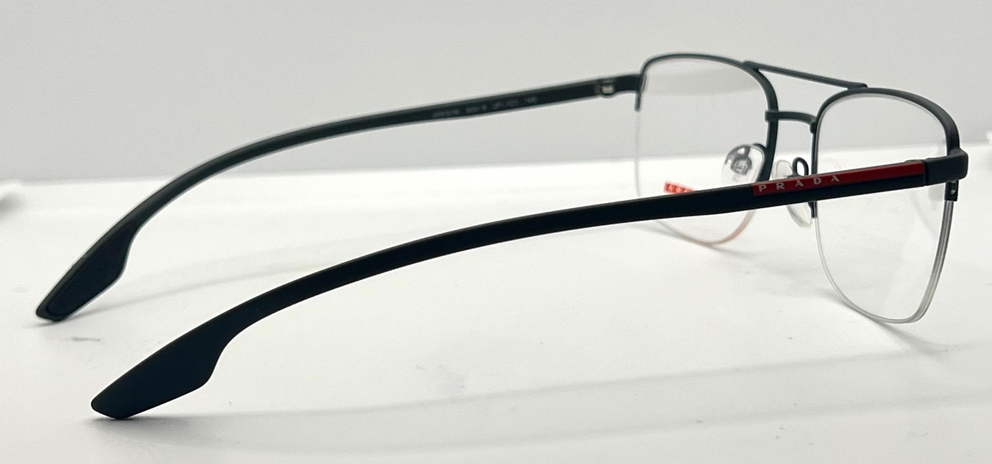 Prada VPS 51M 55-19-145 Black Red Half-Rim Glasses Made in Italy-New