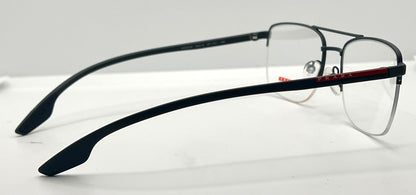 Prada VPS 51M 55-19-145 Black Red Half-Rim Glasses Made in Italy-New