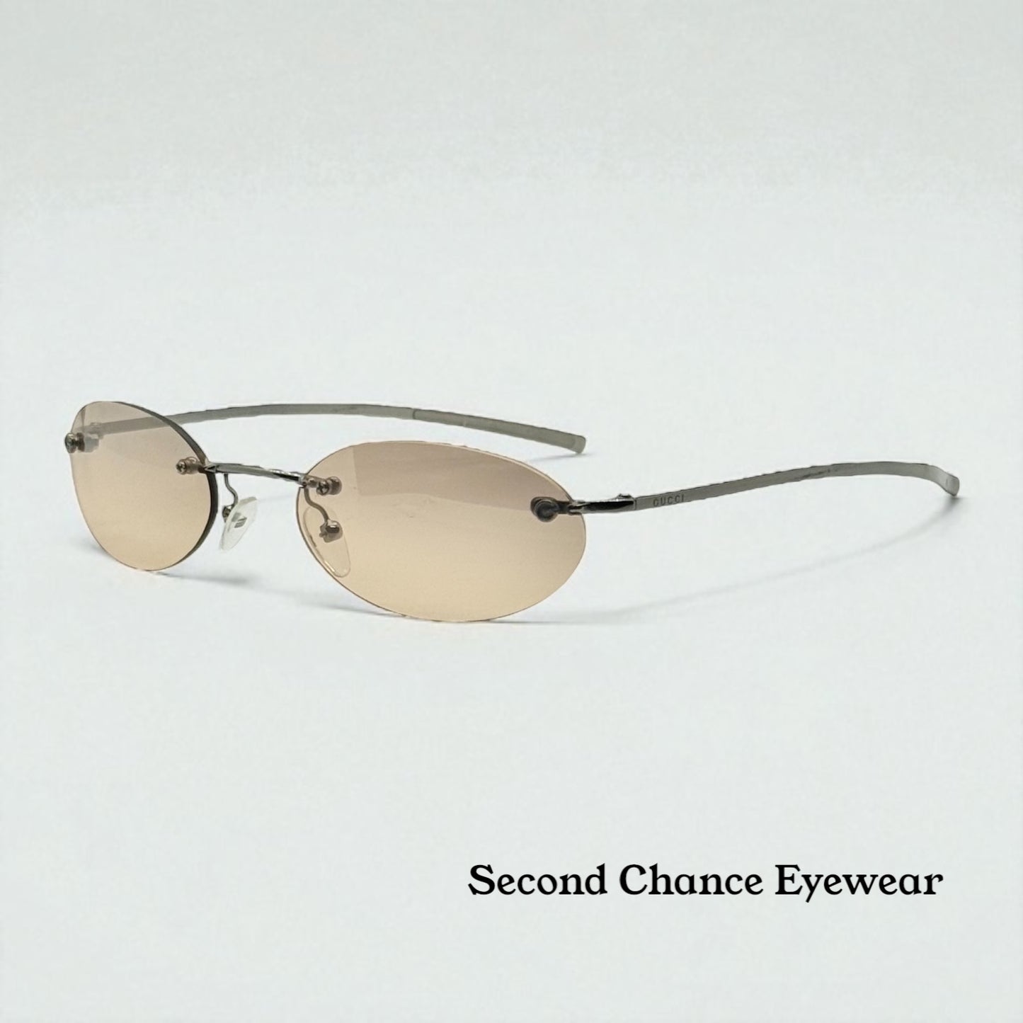 Gucci Gg1714|S 6Lb6P Rimless Oval Sunglasses 51-19-135 Deadstock Y2K Vintage