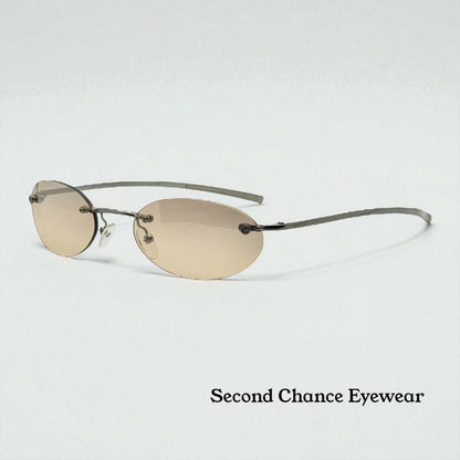Gucci Gg1714|S 6Lb6P Rimless Oval Sunglasses 51-19-135 Deadstock Y2K Vintage